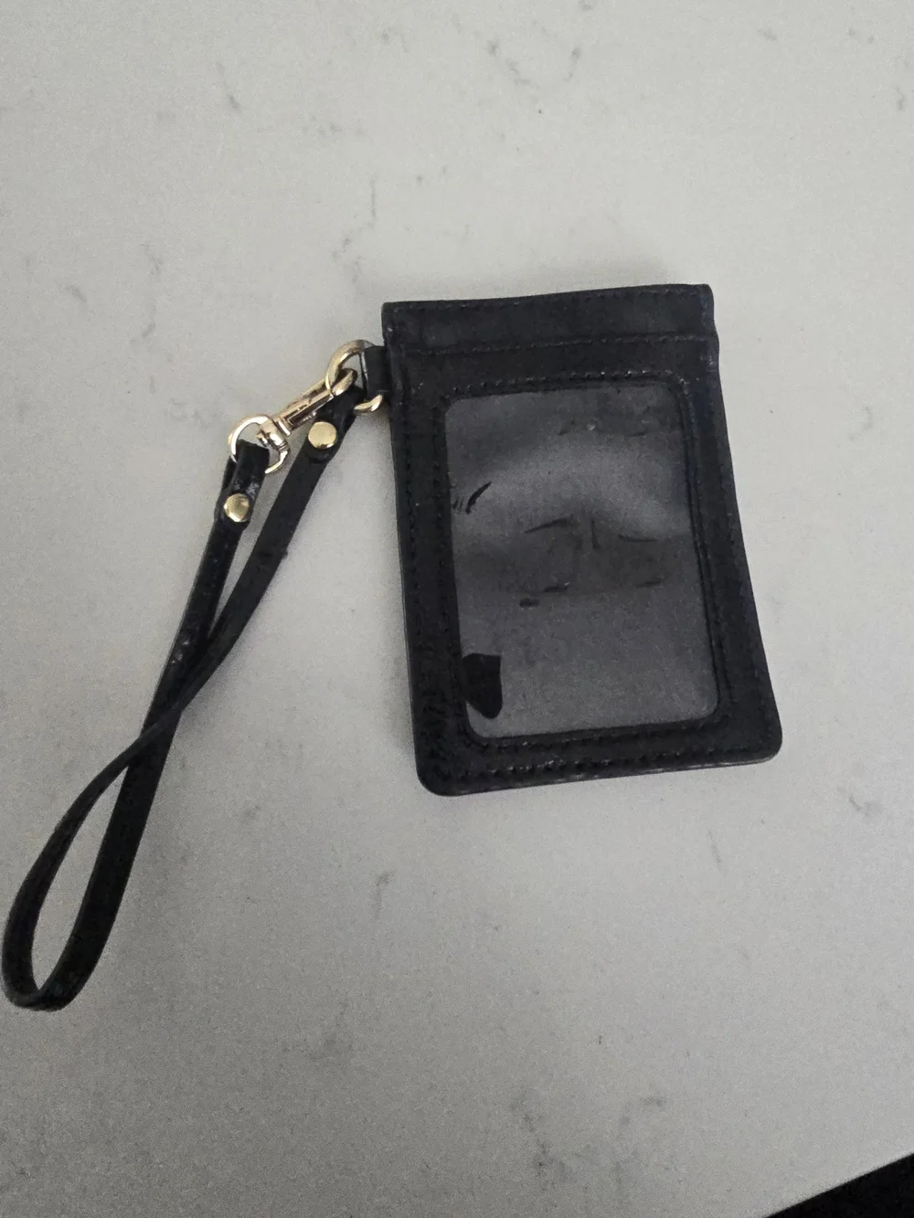 Michael Kors Black Patent Card Case with Gold Plate and Wristlet